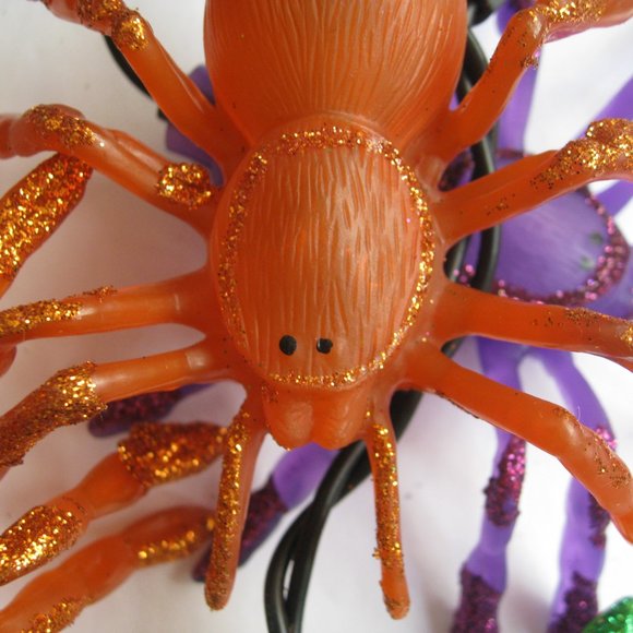 2 Halloween 12 Spider String Lights Blow Mold Decorations 11 ft & 2 Orange Minis - Picture 3 of 16